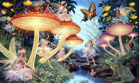 Magical toadstools in the crystal garden